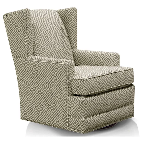 Transitional Winged Swivel Chair