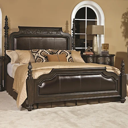 California King Poster Bed with Upholstered Headboard and Footboard