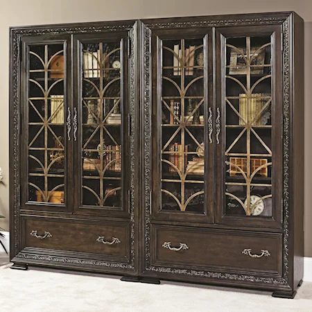 Library Bookcase with 2 Doors with Beveled Seed Glass and 3 Adjustable Shelves