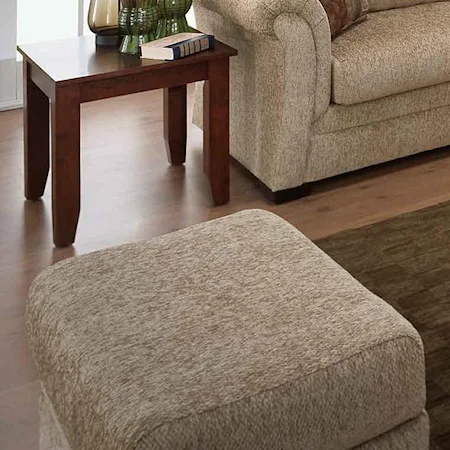 Upholstered Ottoman with Block Feet