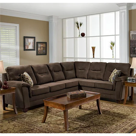 Upholstered Sectional with Exposed Wood Feet