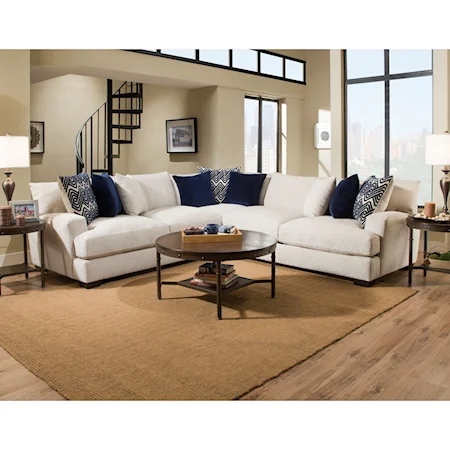Contemporary 4 Seat Sectional with Gel-Infused Cushions