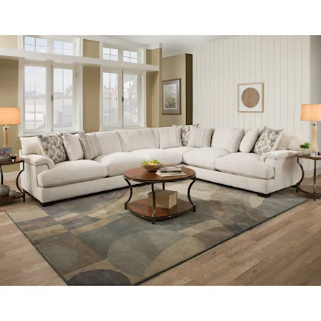 Casual 4-Piece Sectional with Gel-Infused Cushions