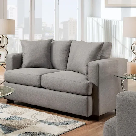 Casual Contemporary Loveseat with Track Arms