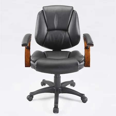 Upholstered Task Chair with Wooden Accented Arms