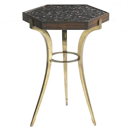 Image Accent Table with Gold & Black Mosaic