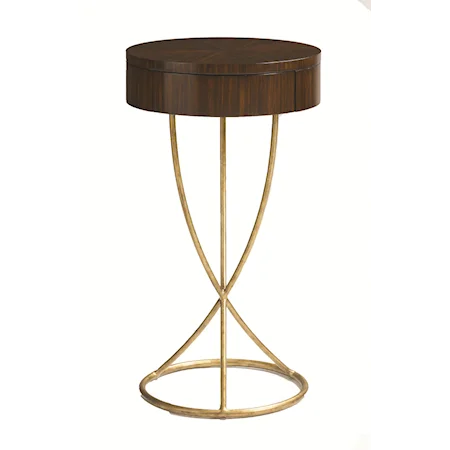 Janus Accent Table with Zebrano Veneers and Gold Accents