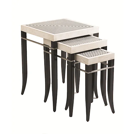 Quadrant Stone-Topped Nesting Table Set