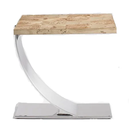 Parallax Minimalist Accent Table with Mappa Burl Top