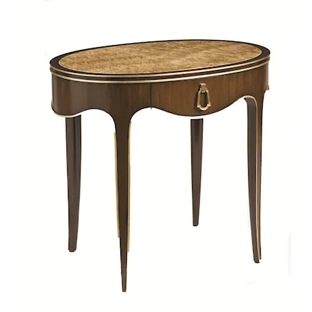 Polimar Lamp Table with Onyx Top and Gold Accents