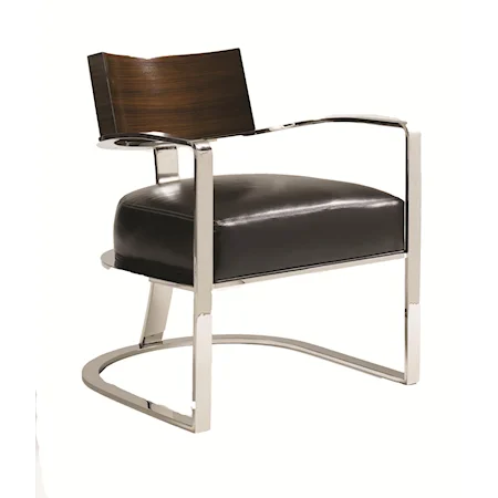 Electra Chair in Chocolate Leather with Exposed Metal and Wood Accents