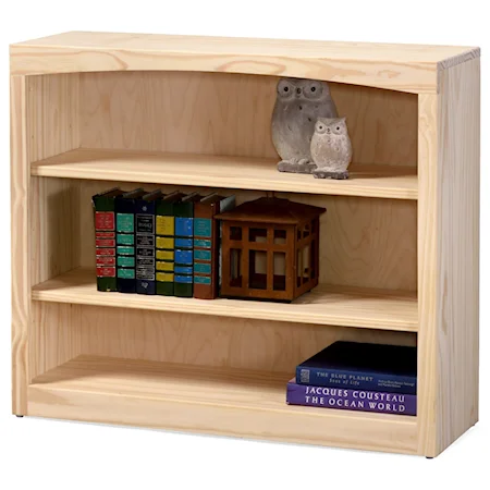 Solid Pine Bookcase with 2 Open Shelves