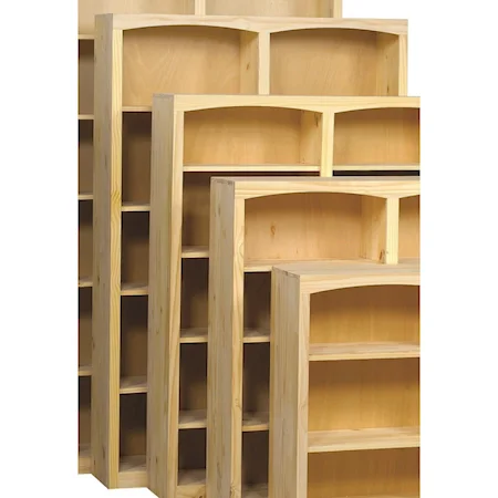 Solid Pine Bookcase with 8 Open Shelves