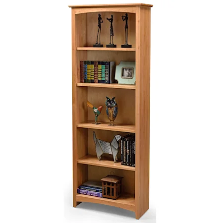 Solid Wood Alder Bookcase with 4 Open Shelves