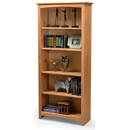 Solid Wood Alder Bookcase with 4 Open Shelves