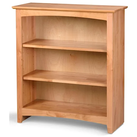 Solid Wood Alder Bookcase with 2 Open Shelves