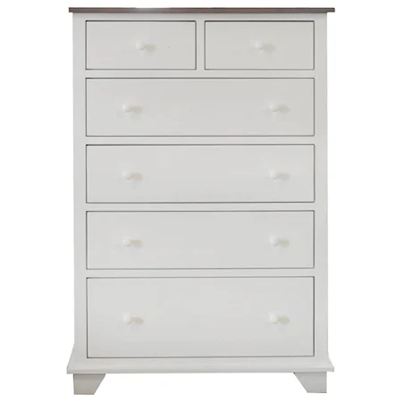 6 Drawer Chest in 2 Tone Finish with 2 Deep Drawers