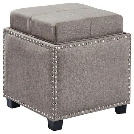 Square Accent Storage Ottoman with Nailheads