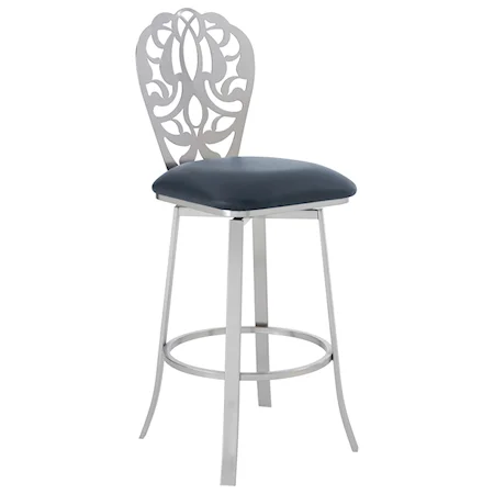 Contemporary 26" Counter Height Barstool in Brushed Stainless Steel Finish