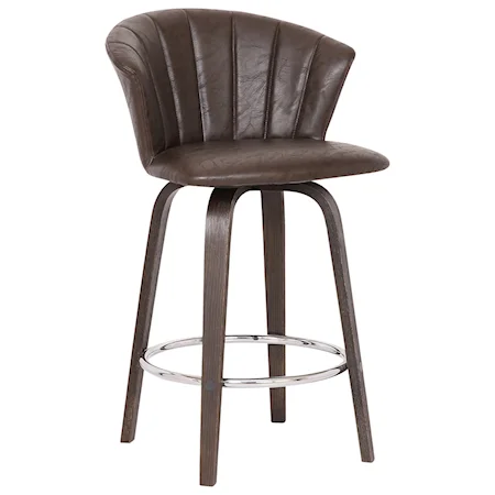 30" Modern Brown Faux Leather Bar Stool