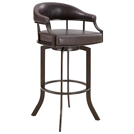 Swivel 30" Auburn Bay and Brown Faux Leather Bar Stool