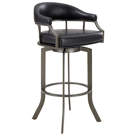 Swivel 26" Mineral Finish and Black Faux Leather Bar Stool