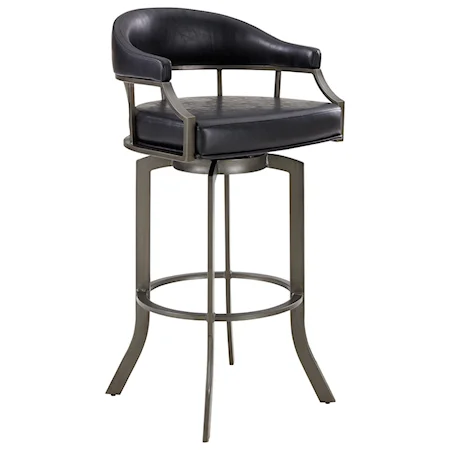 Swivel 30" Mineral Finish and Black Faux Leather Bar Stool