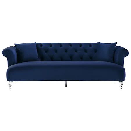 Elegance Contemporary Sofa in Velvet with Acrylic Legs