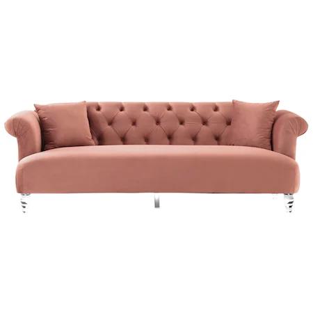 Elegance Contemporary Sofa in Velvet with Acrylic Legs