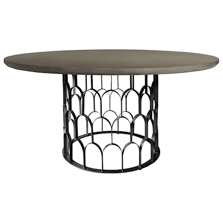 Concrete and Metal Round Dining Table
