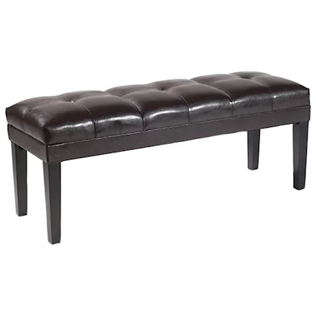 Tufted Bonded Leather Bench