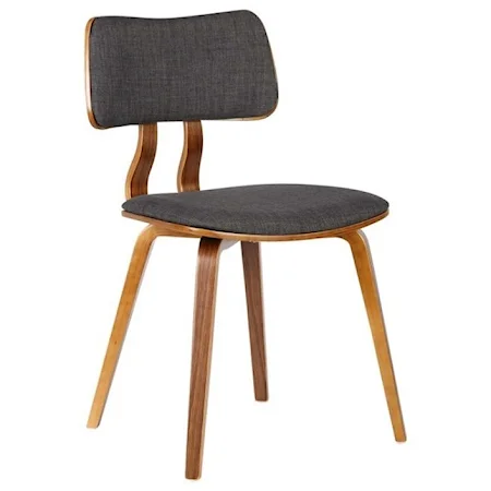 Mid-Century Dining Chair in Walnut Wood with Upholstered Seat