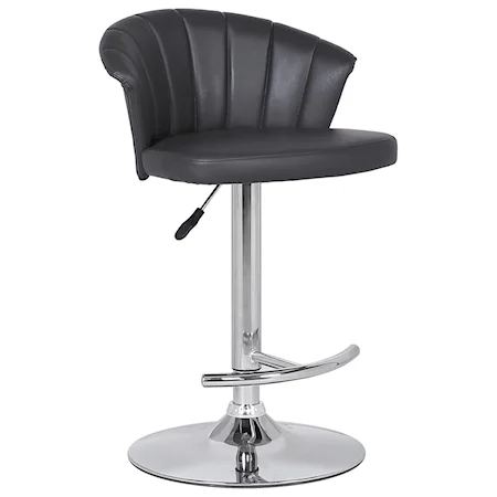 Adjustable Modern Grey Faux Leather Bar Stool