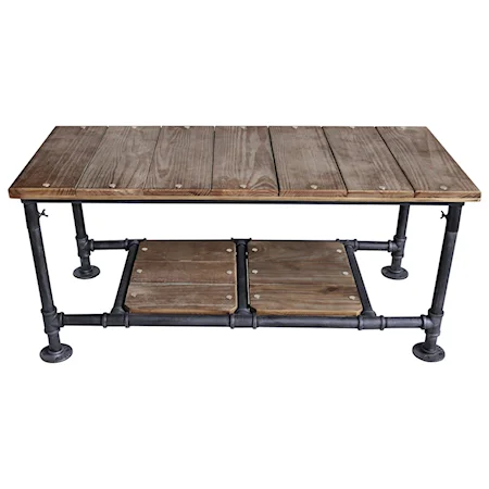 Industrial Coffee Table in Industrial Grey and Pine Wood Top