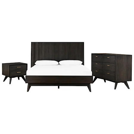 4 Piece Acacia King Bedroom Set with Dresser and Nightstands
