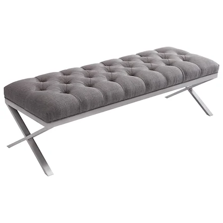 Tufted Bench with Brushed Stainless Steel Legs