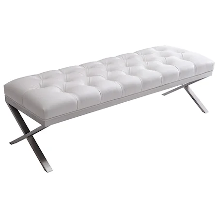 Tufted Bench with Brushed Stainless Steel Legs