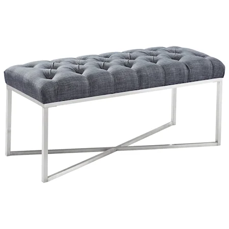 Contemporary Tufted Accent Bench with Metal Legs