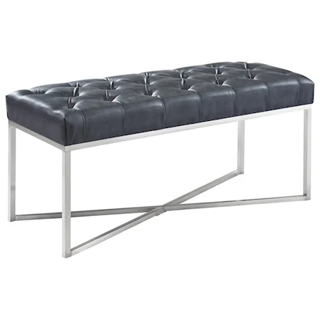 Contemporary Tufted Accent Bench with Metal Legs