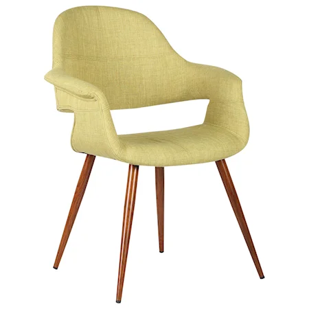 Mid-Century Upholstered Arm Chair with Walnut Finish Legs