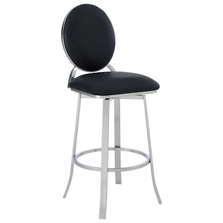 Contemporary 30" Bar Height Barstool in Brushed Stainless Steel Finish