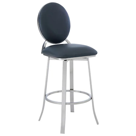 Contemporary 26" Counter Height Barstool in Brushed Stainless Steel Finish