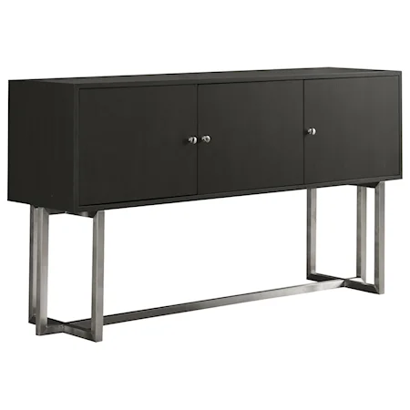 Contemporary Buffet in Brushed Stainless Steel Finish and Gray Wood