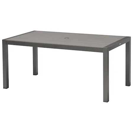 Contemporary Outdoor Rectangular Aluminum Dining Table with Wood Top
