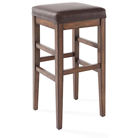 Transitional Counter Height Bar Stool with Faux Leather Upholstered Seat