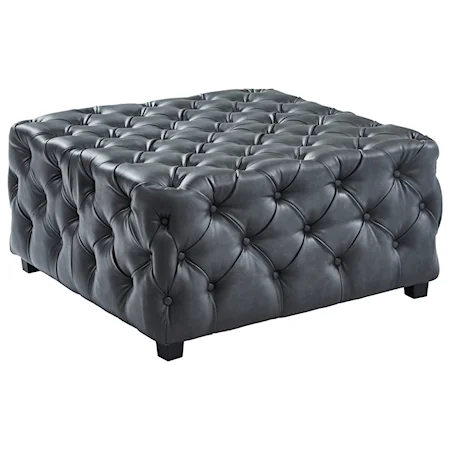 Transitional Tufted Square Ottoman