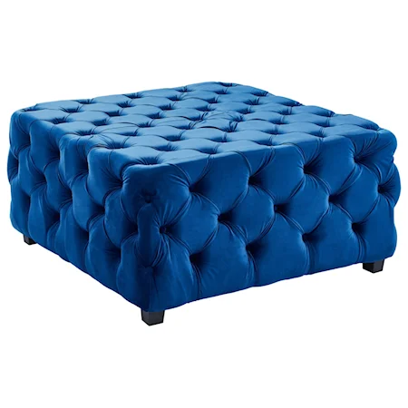 Transitional Tufted Square Ottoman