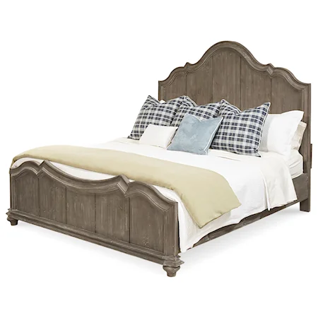 Solid Pine King Panel Bed in Weathered Gray Finish