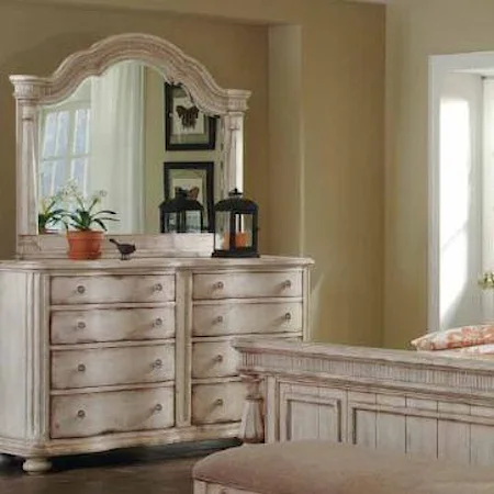 8 Drawer Dresser and Arched Mirror Combination