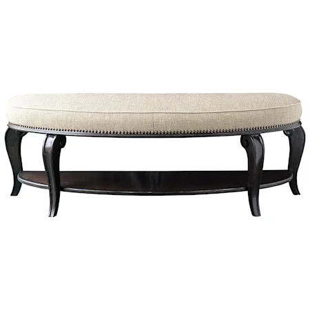 Demilune Upholstered Bed Bench with Shelf